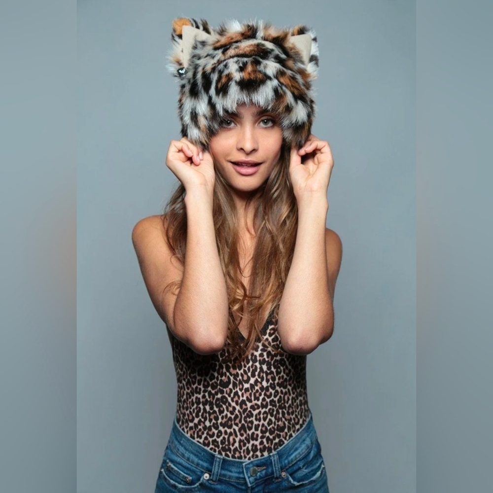 Spirithood Mother Clouded Leopard Print Faux Fur Hat - Picture 2 of 3